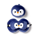Masque de sommeil oreiller de voyage rond en peluche pingouin Relaxeazzz