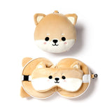 Masque de couchage oreiller de voyage rond Relaxeazzz en peluche Shiba Inu