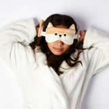 Masque de couchage oreiller de voyage rond Relaxeazzz en peluche Shiba Inu