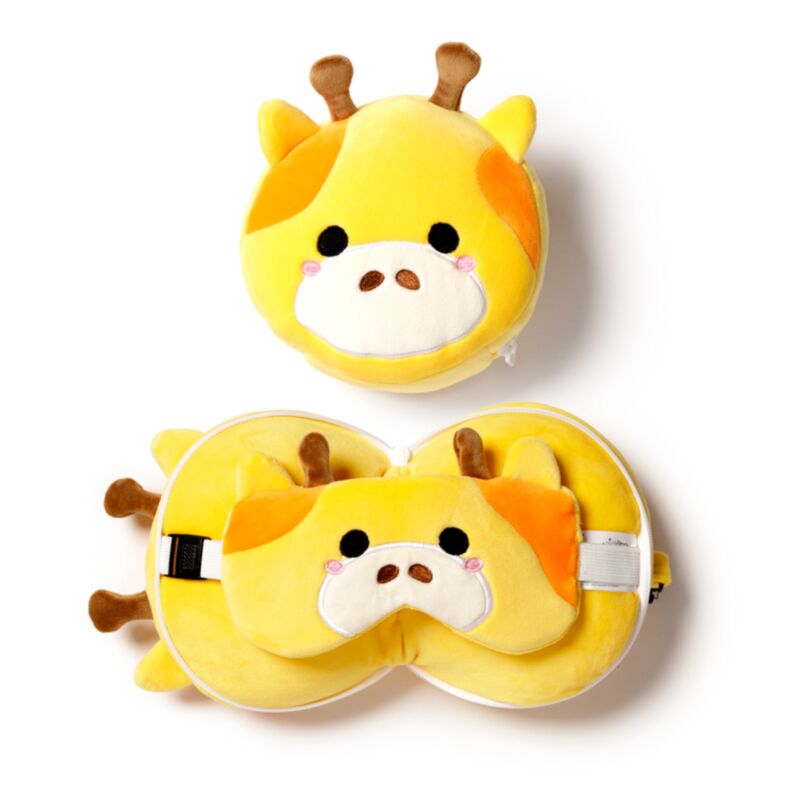 Masque de sommeil oreiller de voyage rond Relaxeazzz girafe