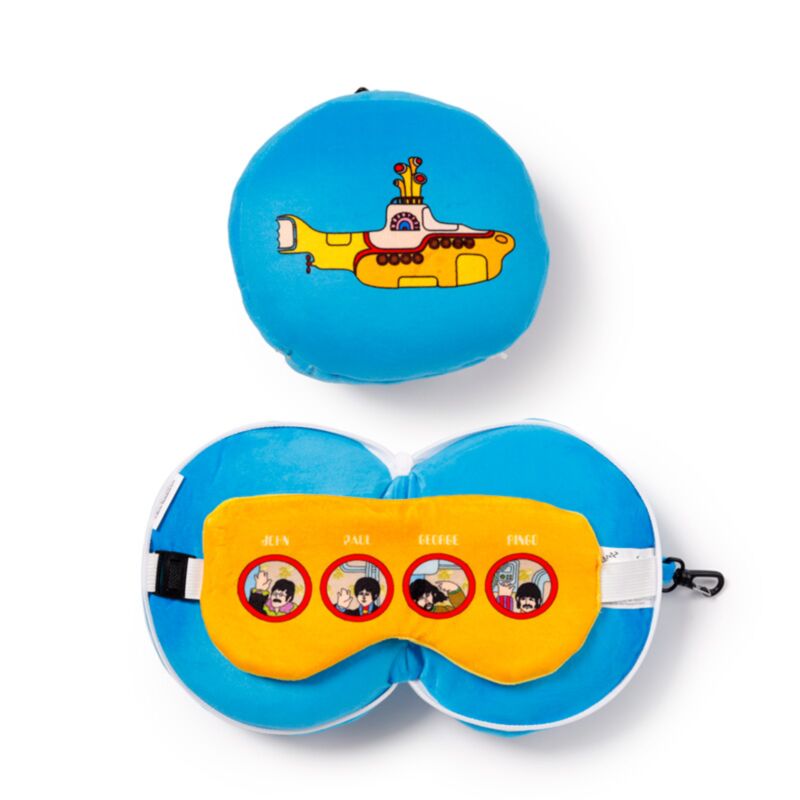 Masque de sommeil oreiller de voyage en peluche rond sous-marin jaune Relaxeazzz