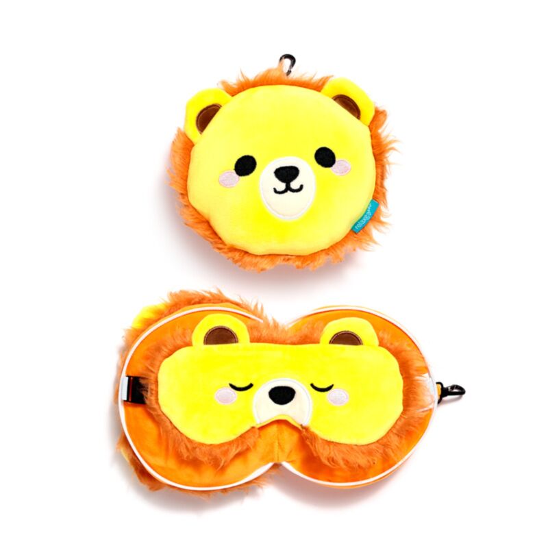 Masque de sommeil oreiller de voyage rond en peluche Relaxeazzz lion