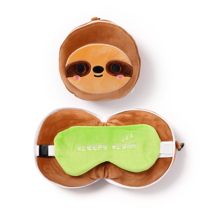 Masque de sommeil oreiller de voyage rond en peluche Relaxeazzz