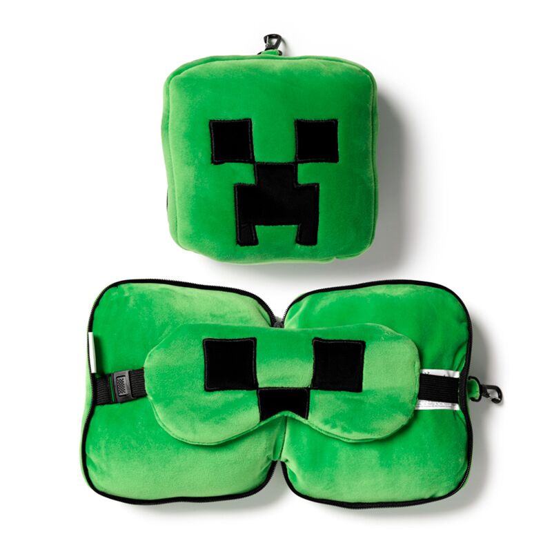 Relaxeazzz Minecraft Creeper Oreiller de voyage rond Masque de sommeil