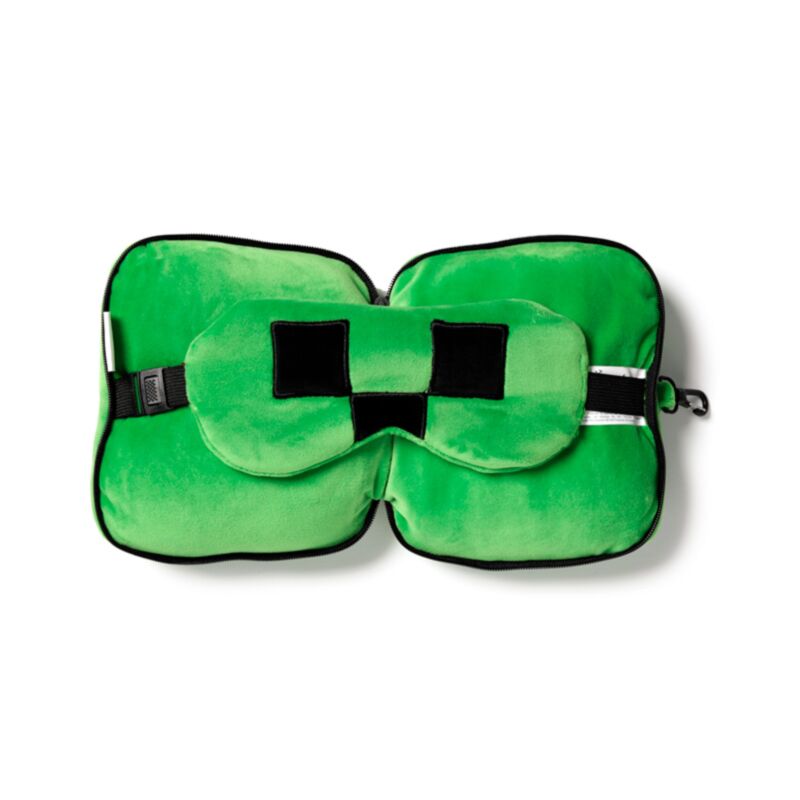 Relaxeazzz Minecraft Creeper Oreiller de voyage rond Masque de sommeil