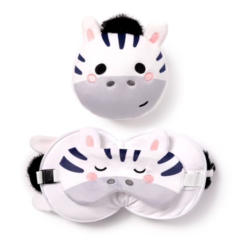 Relaxeazzz Adoramals Bali le masque de sommeil oreiller de voyage rond zèbre