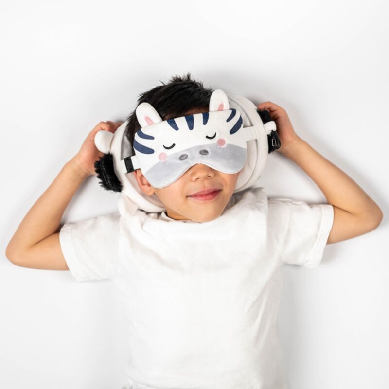 Relaxeazzz Adoramals Bali le masque de sommeil oreiller de voyage rond zèbre