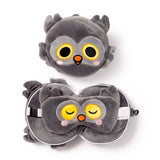 Relaxeazzz Adoramals Winston le hibou oreiller de voyage rond masque de sommeil