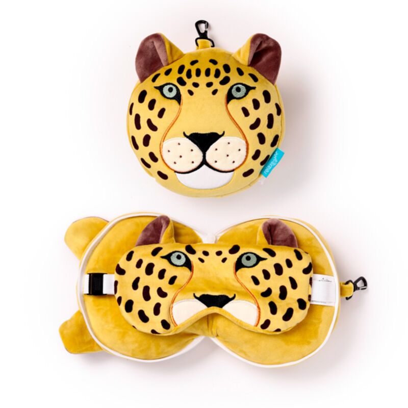 Masque de sommeil oreiller de voyage rond Relaxeazzz léopard