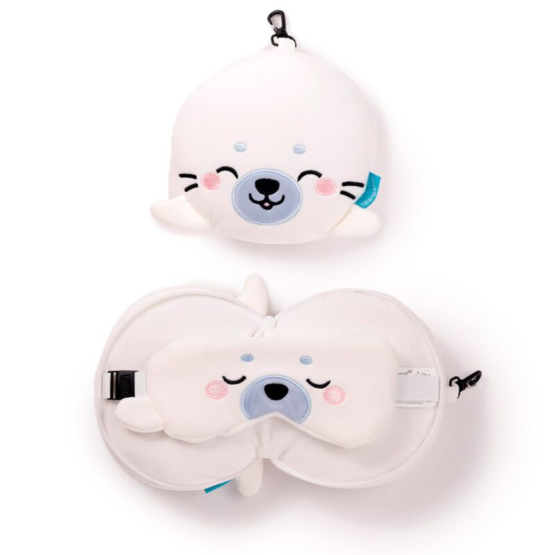Relaxeazzz Adoramals Kai le phoque oreiller de voyage rond masque de sommeil