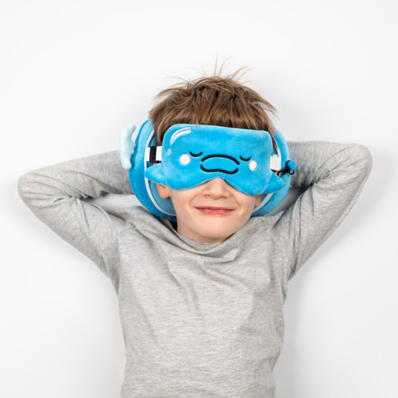 Relaxeazzz Adoramals Blu le dauphin oreiller de voyage rond masque de sommeil