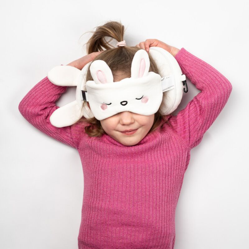Relaxeazzz Adoramals Frances le lapin oreiller de voyage rond masque de sommeil