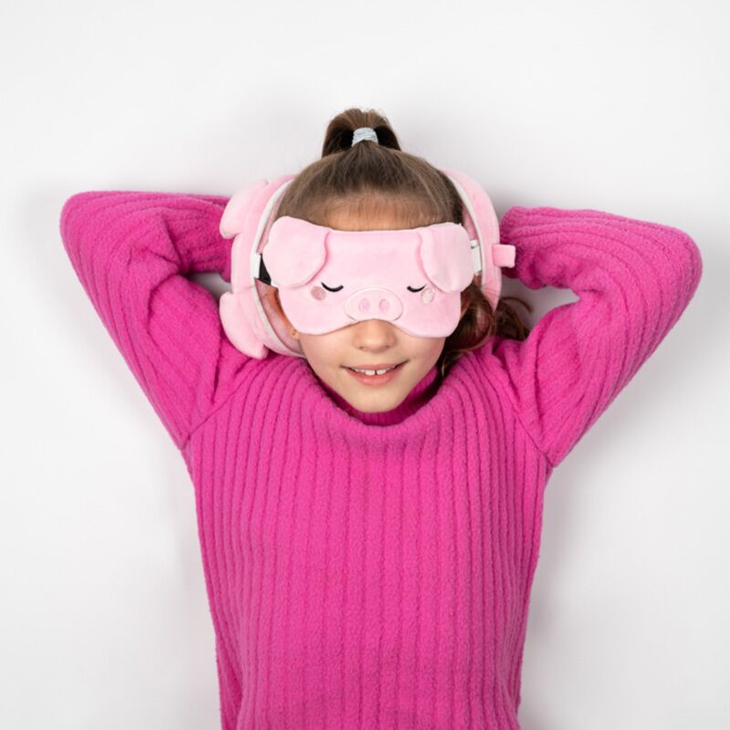 Relaxeazzz Adoramals Oliver le cochon oreiller de voyage rond masque de sommeil
