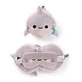 Relaxeazzz Adoramals Archie le requin oreiller de voyage rond masque de sommeil