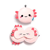 Relaxeazzz Adoramals Maddie l'oreiller de voyage axolotl masque de sommeil