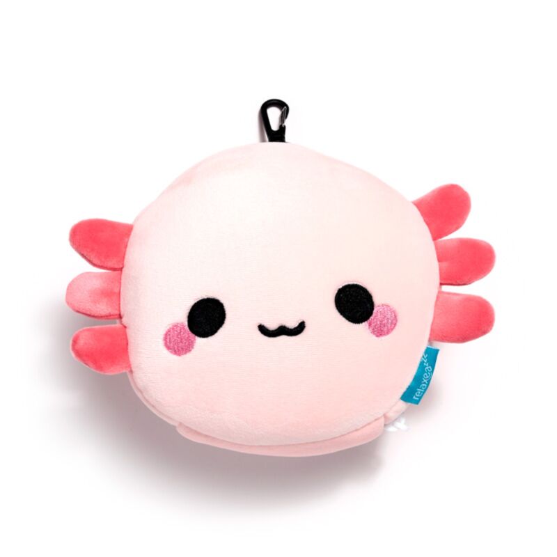 Relaxeazzz Adoramals Maddie l'oreiller de voyage axolotl masque de sommeil