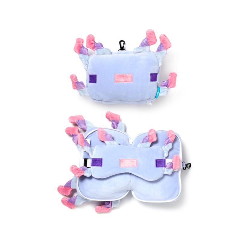 Relaxeazzz Minecraft Axolotl Oreiller de voyage rond Masque de sommeil