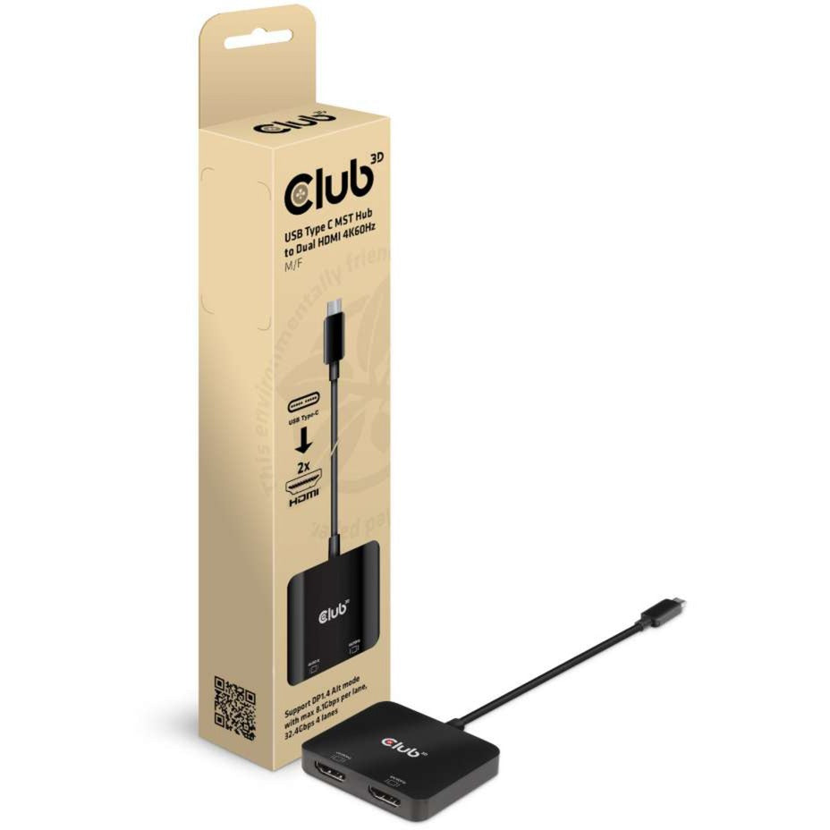 Club 3D USB-C (mâle) à double hdmi (femme) 4k 60Hz MST H