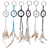 Mini porte-clés attrape-rêves en plumes avec perles