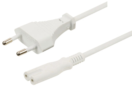 Câble d'alimentation Euro vers IEC320-C7 3 mètres - blanc