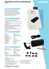 Adaptateur Universal Yanec Universal ordinateur portable AC 90W avec 8 conseils - noir