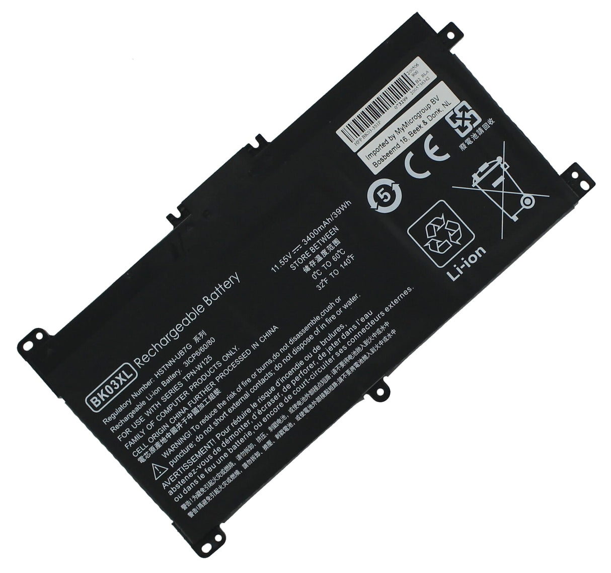 Batería de laptop de reemplazo 3400 mAh