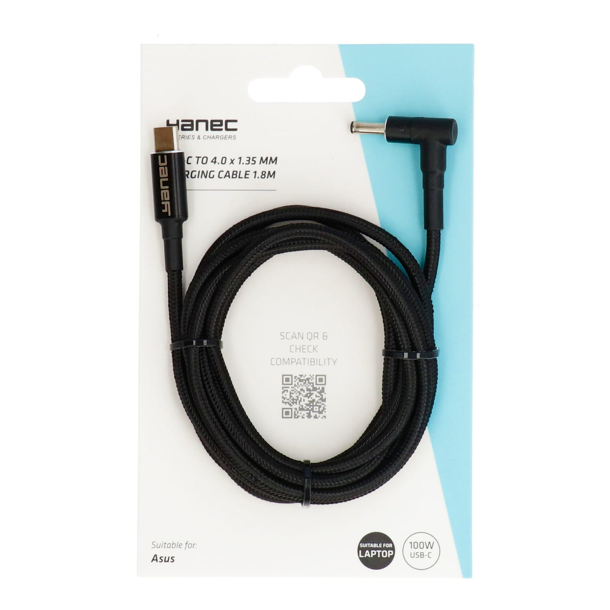 Câble de chargement Yanec USB-C vers 4,0 x 1,35 mm 1,8 m