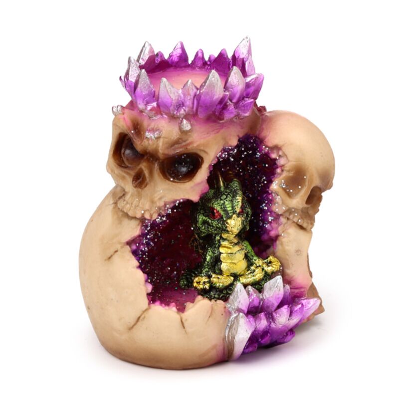 Porte-bougie chauffe-plat en forme de tête de mort en cristal Elements, bébé dragon