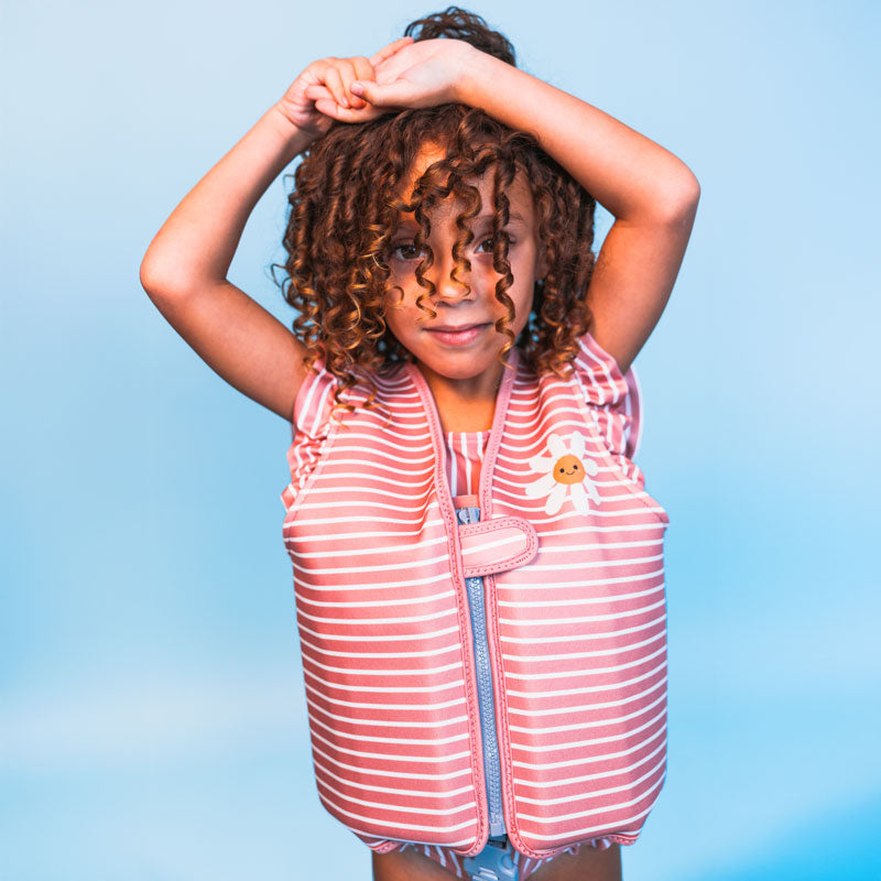 Fleur de marguerite | gilet de sauvetage rayé blanc rouge 2-3 ans