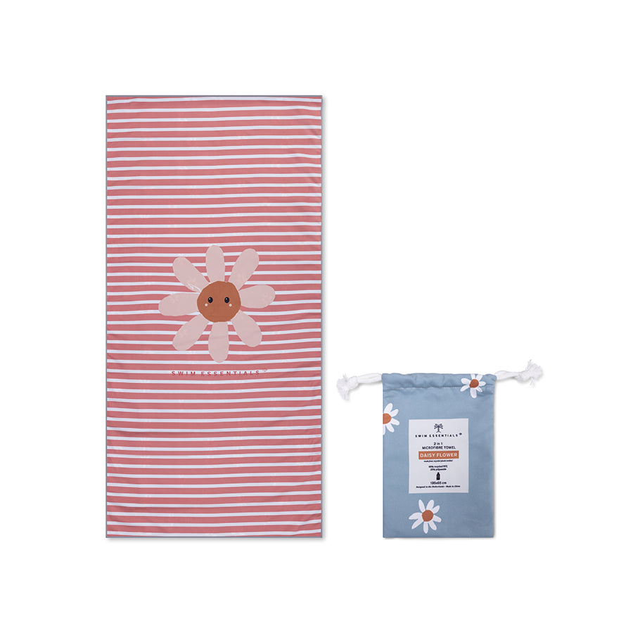 Fleur de marguerite | serviette microfibre bleue 135 x 65 cm