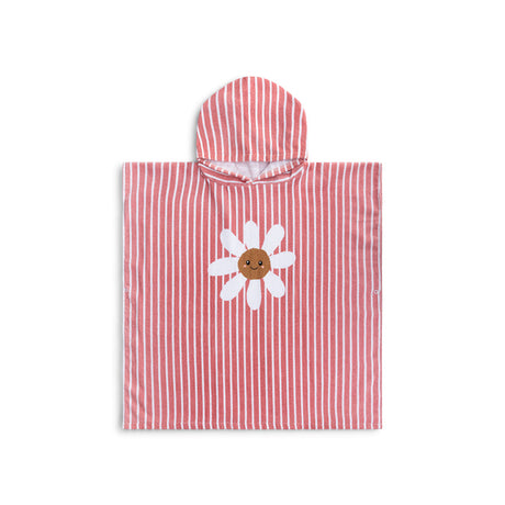 Fleur de marguerite | poncho de plage en coton blanc rouge 65 x 65 cm