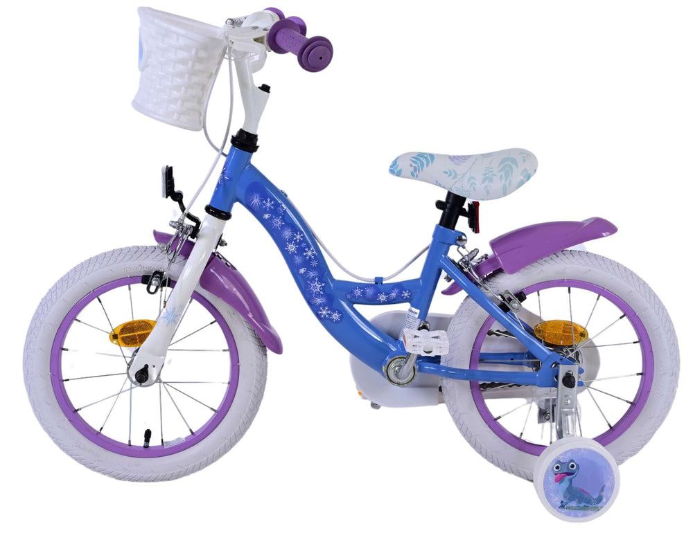 Disney Frozen 2 Children's Bike Girls 14 pouces Blue Purple Two Hand freins
