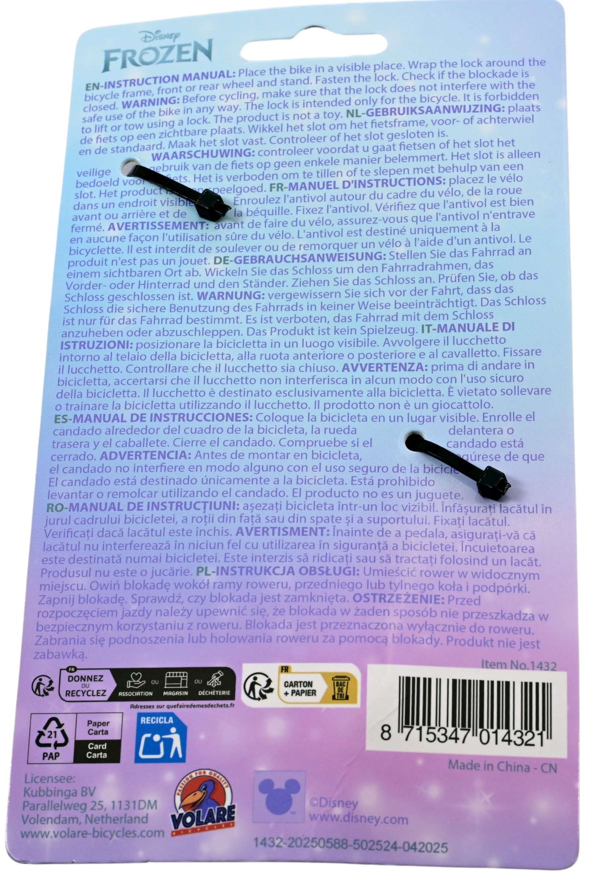 Disney die eiskönigin disney congelé - câble antivol - bleu clair violet