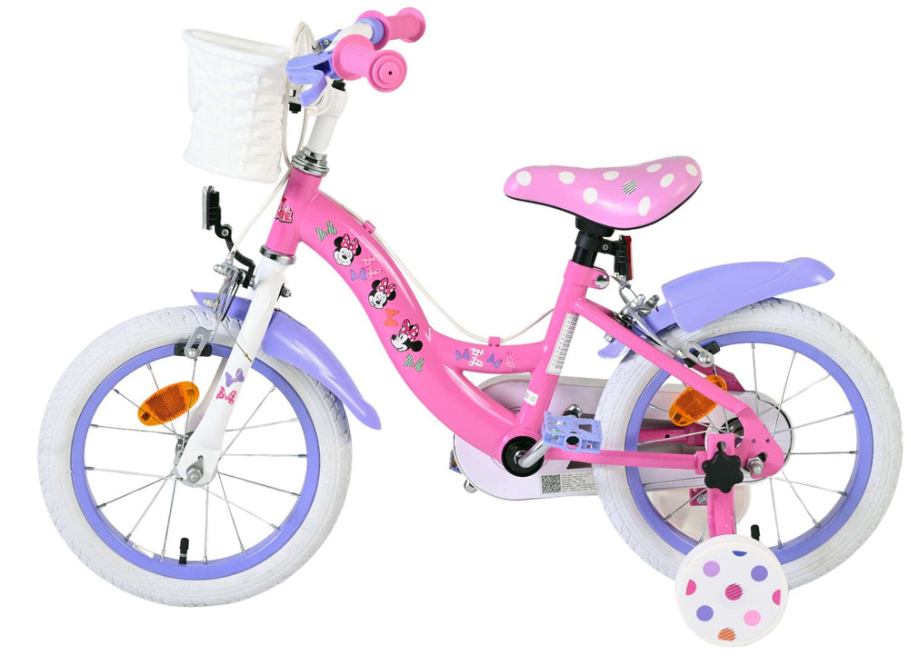 Vélo enfant Disney Minnie - filles - 14 pouces - rose - deux freins à main