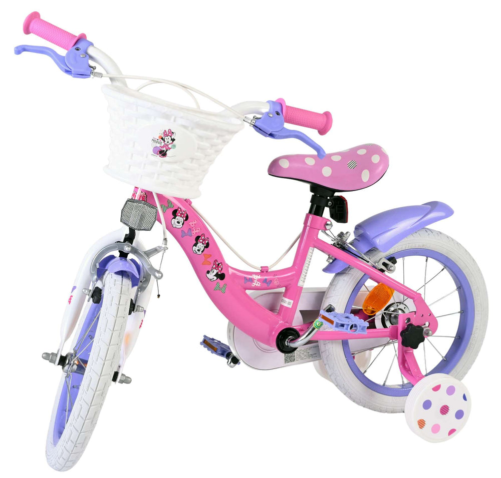 Vélo enfant Disney Minnie - filles - 14 pouces - rose - deux freins à main