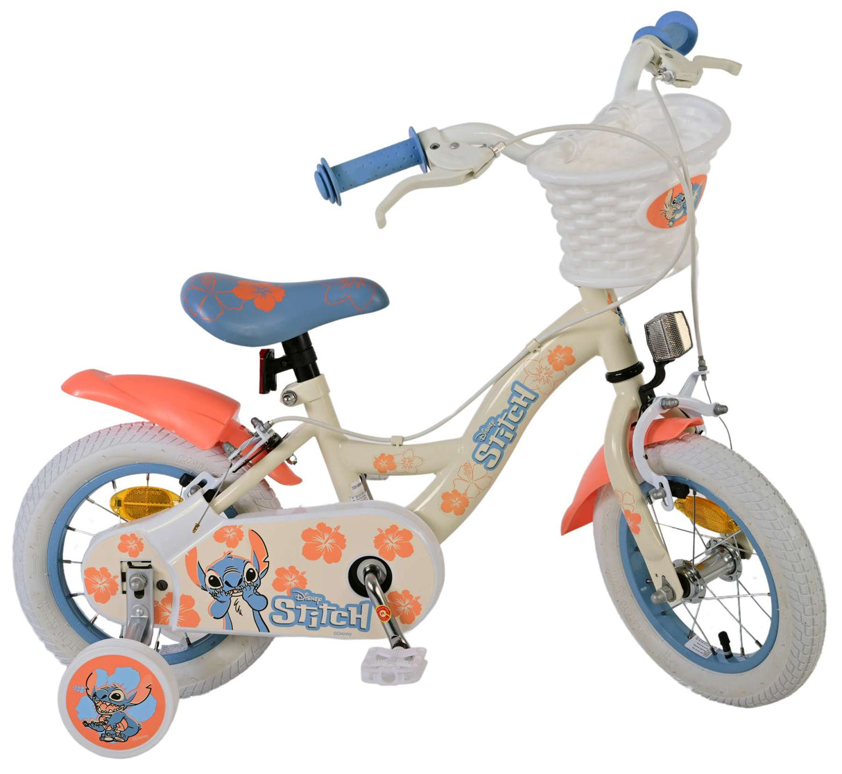 Stitch stitch children's bike girls 12 inch two hand brakes cream coral blue