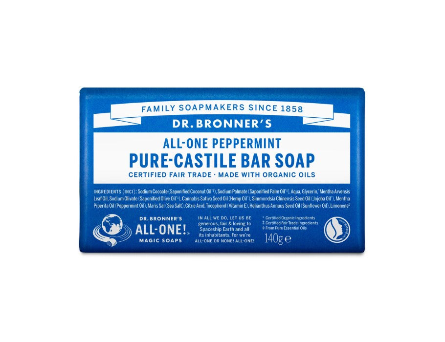 Pain de savon Dr. Bronner's - Castille pure - Menthe poivrée