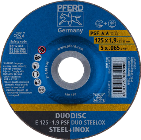 Pferd disque combiné 125-1.9 duo en acier inoxydable