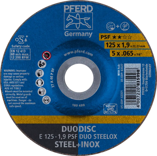 Disque combiné Pferd 125-1.9 duo (nml) | 10 pièces
