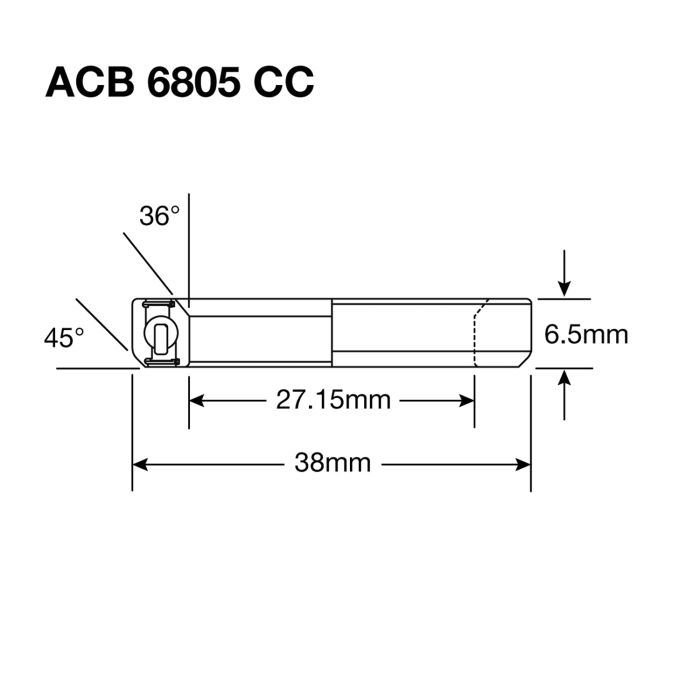 Roulements Enduro acb 6805 cc bo - abec 5 - oxyde noir (contact angulaire) - 27,15x38x6,5 (36x45°)