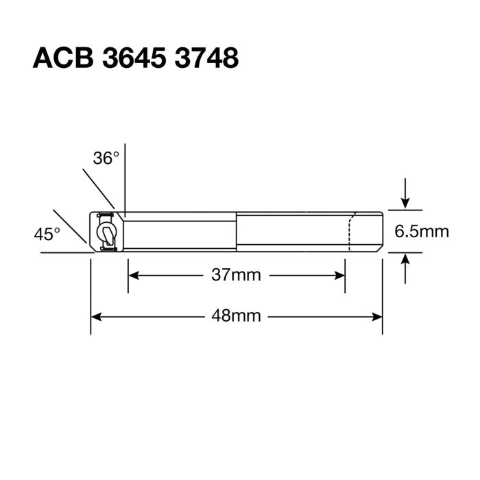 Roulements Enduro acb 3645 3748 bo - abec 5 - oxyde noir (contact angulaire) - 37x48x6,5 (36x45°)