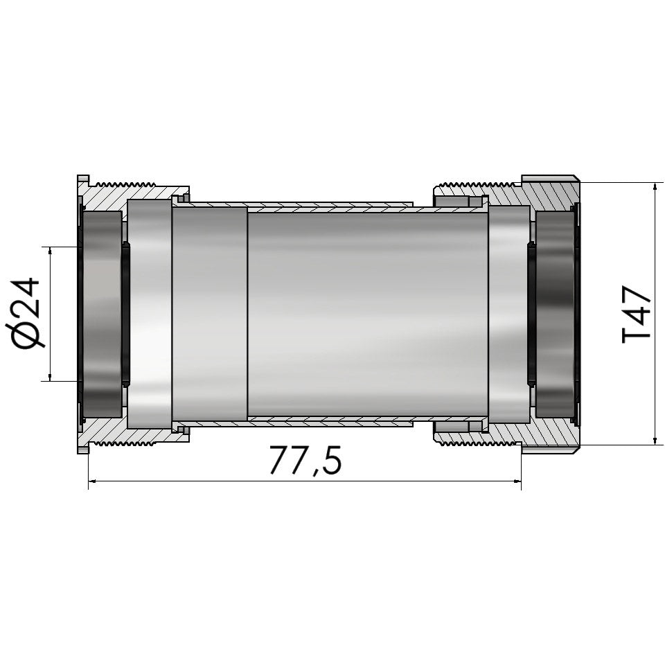 Filetage de pédalier Elvedes pour t47a (cervélo) pour shimano 24mm