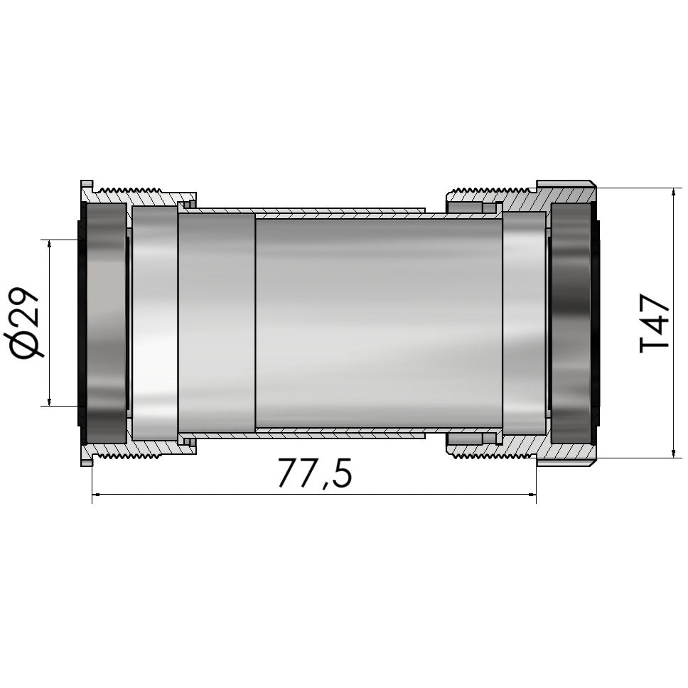 Filetage de pédalier Elvedes pour t47a (cervélo) pour sram dub