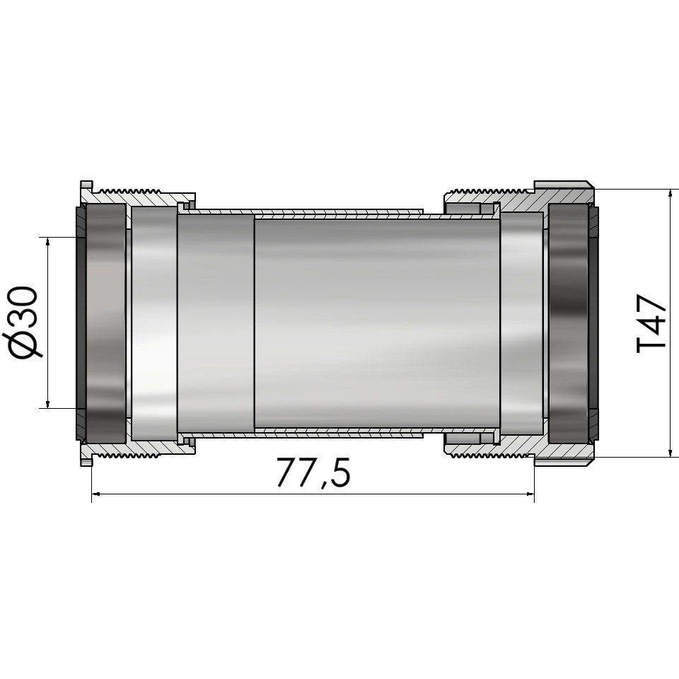 Filetage de pédalier Elvedes pour t47a (cervélo) pour 30mm