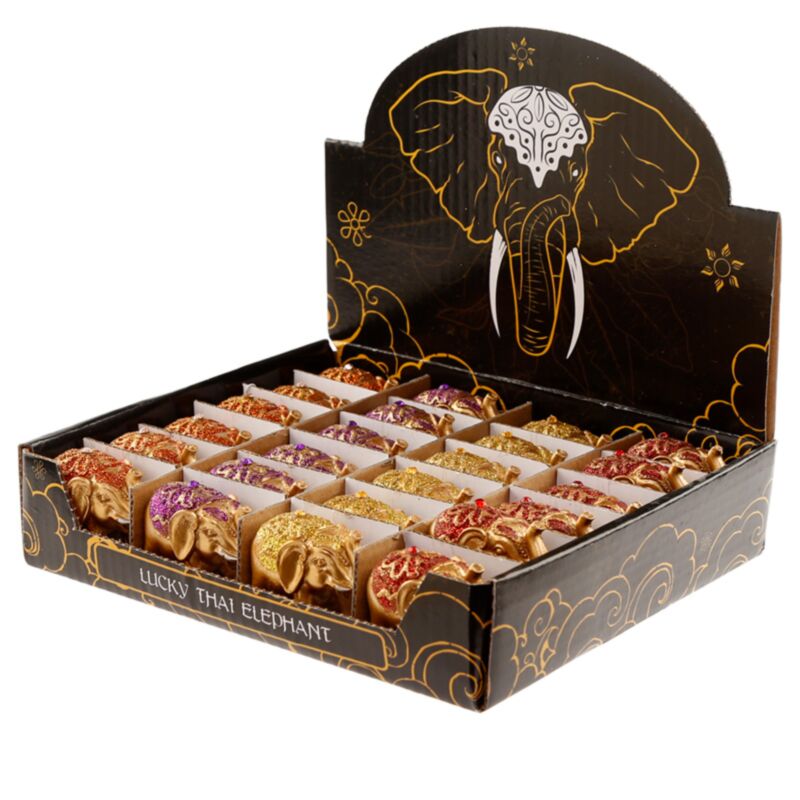Mini éléphant porte-bonheur à paillettes métalliques à collectionner