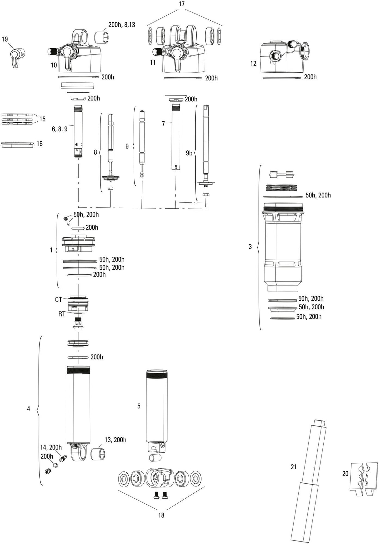 Amortisseur Rockshox Deluxe Ultimate RCT Amortisseur arrière RS Del.ult.RCT 165 x 40 mm