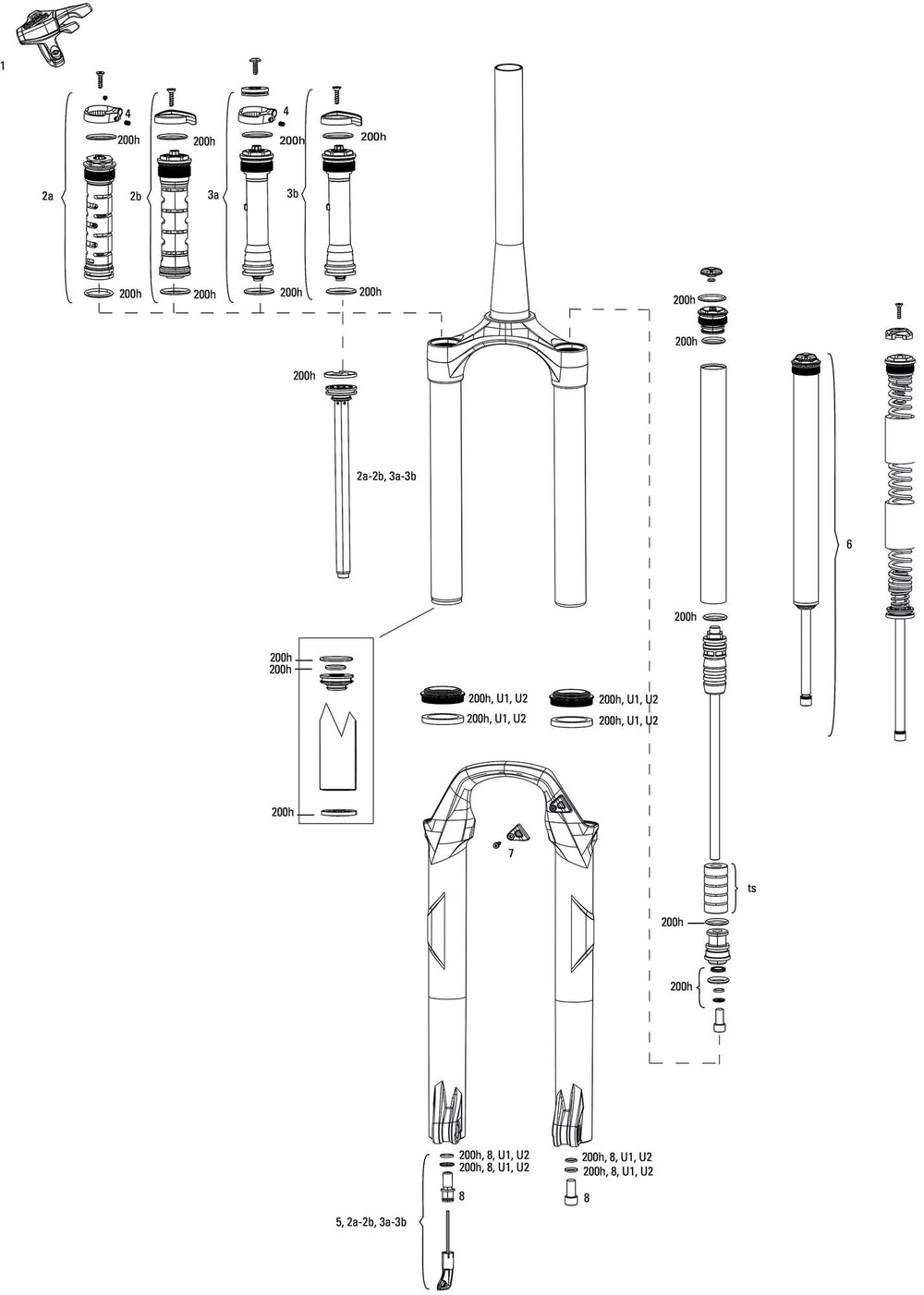 Fourche à suspension Rockshox recon silver rl 27,5 + 29 boost rs spring recon p. 29 120 sa sb 51 noir