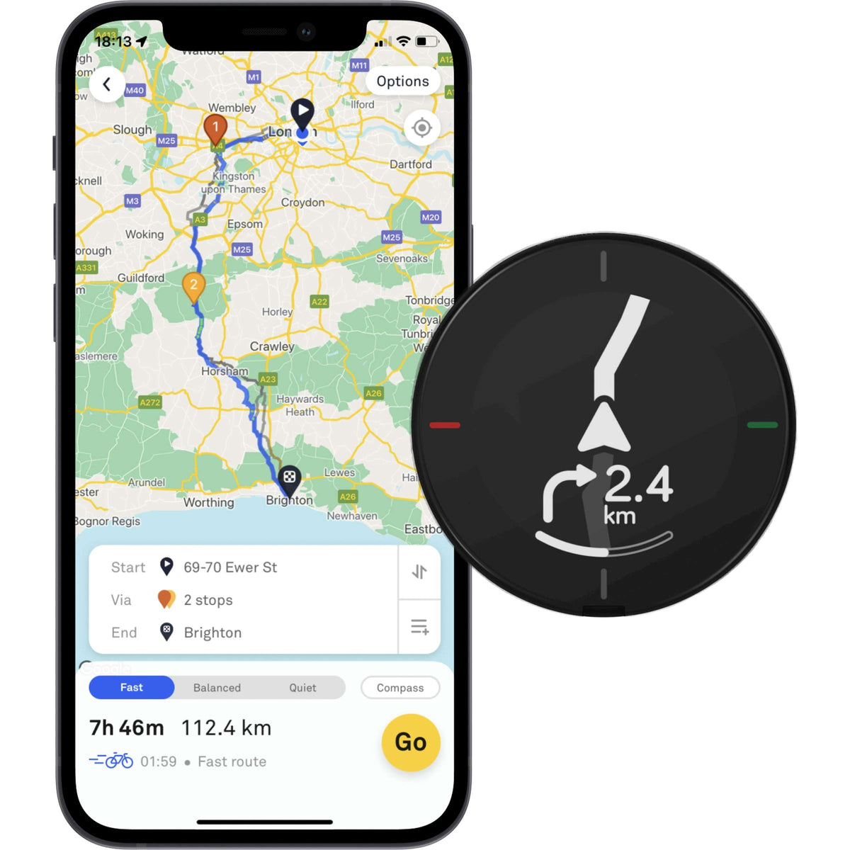 Ordinateur de vélo GPS Beeline Velo 2