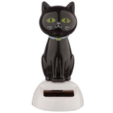 Figurine solaire porte-bonheur en forme de chat noir
