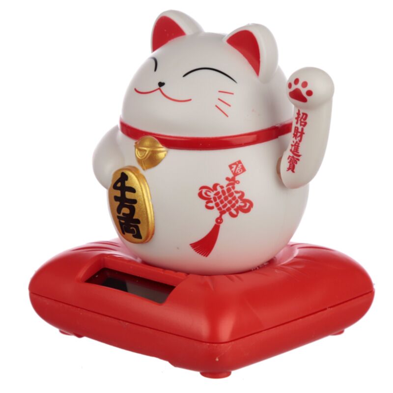 Figurine solaire en forme de chat agitant